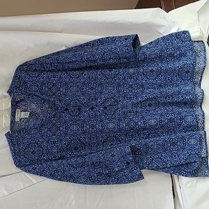 Catherines 2XWP blue print blouse
